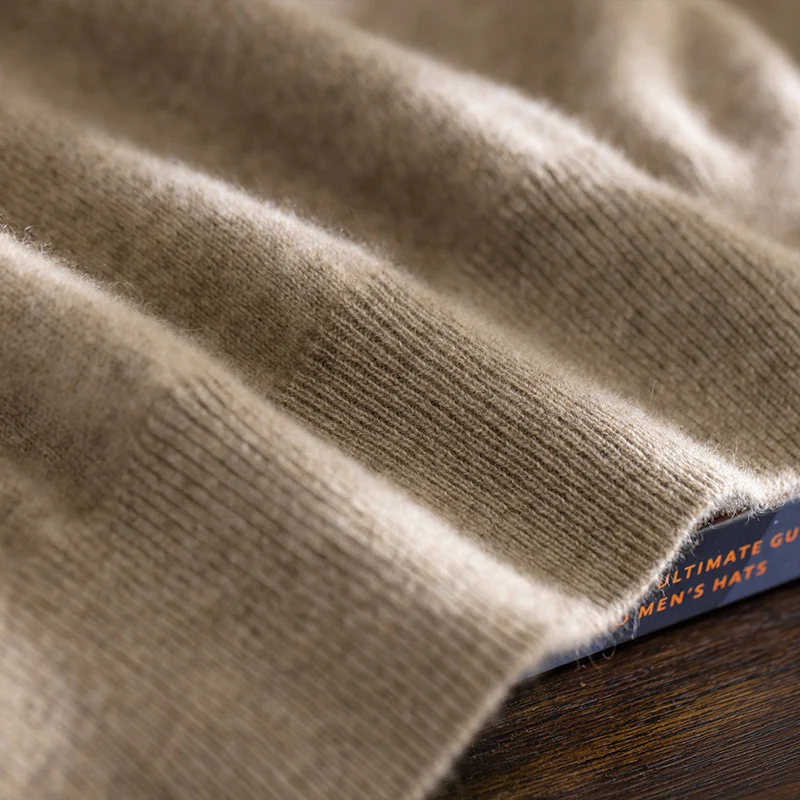 Class A 100% Pure Cashmere Men's Sweater Autumn Winter Semi Open Collar Zipper Pullover Sweater, Casual Business Men's Clothing