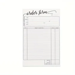 Book of order forms with cardboard, small business supplies invoices, 100 receipts each, holds 100 orders