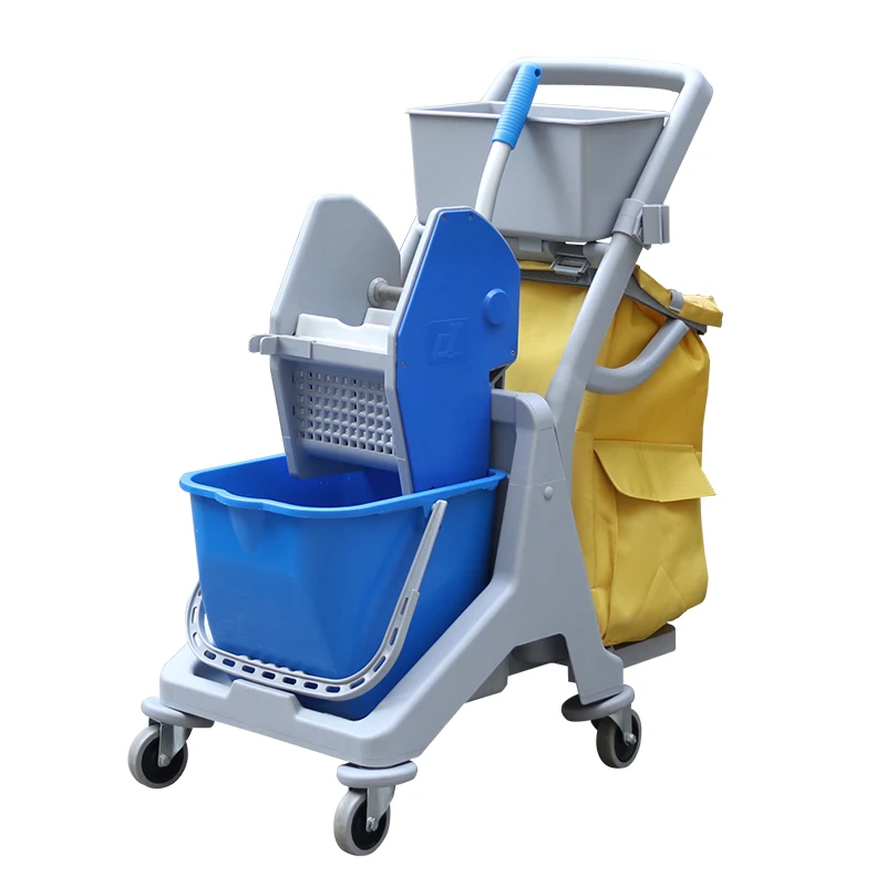 Heavy Commercial Mop Bucket On Wheels Kentucky Mopping Cleaning Truck With Reusable Nylon Garbage Bag