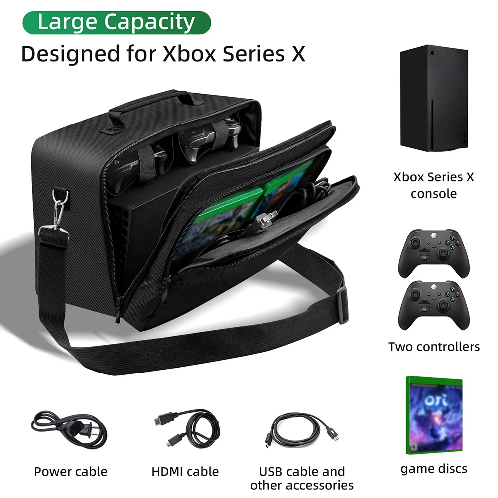 Estuche de transporte XSX para Xbox Series X, bolsa de hombro de almacenamiento para consola de juegos, funda de bolso portátil para accesorios de