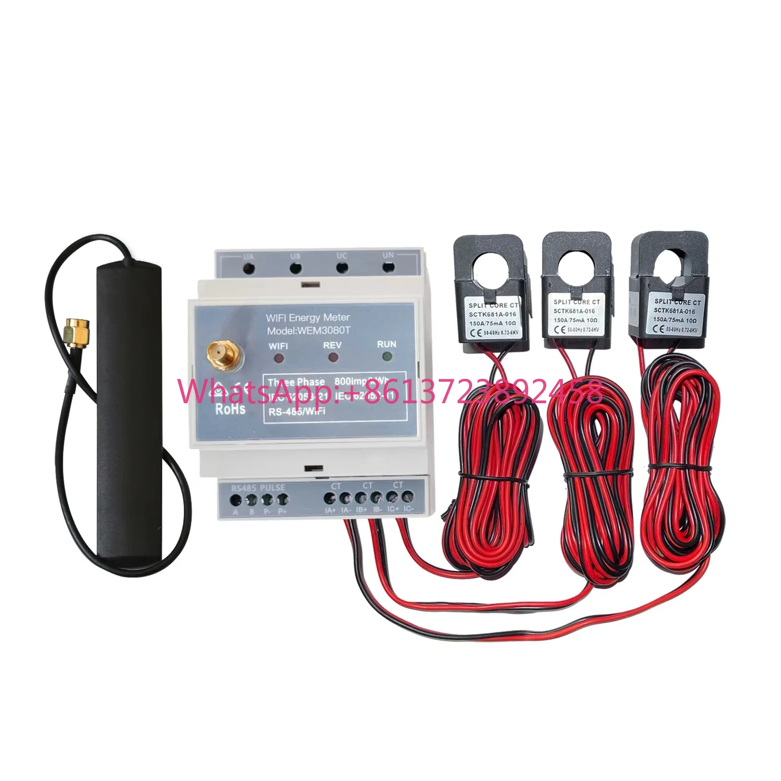 Bidirectional 3-Phase Energy Meter WiFi DIN Rail Solar PV System Home Electricity Usage Monitor Modbus TCP/RTU WEM3080T