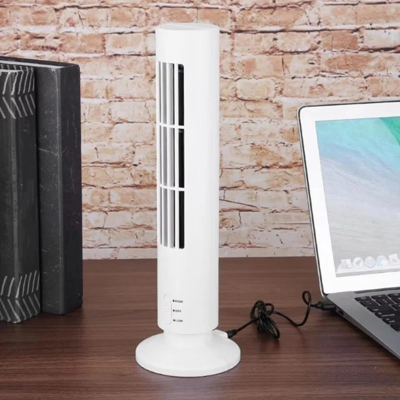 USB Mini Tower Fan Portable Vertical Desk Fan 5V Small Cooling Fan for Office Bedroom Desktop Laptop Table Summer Air Cooler ﻿