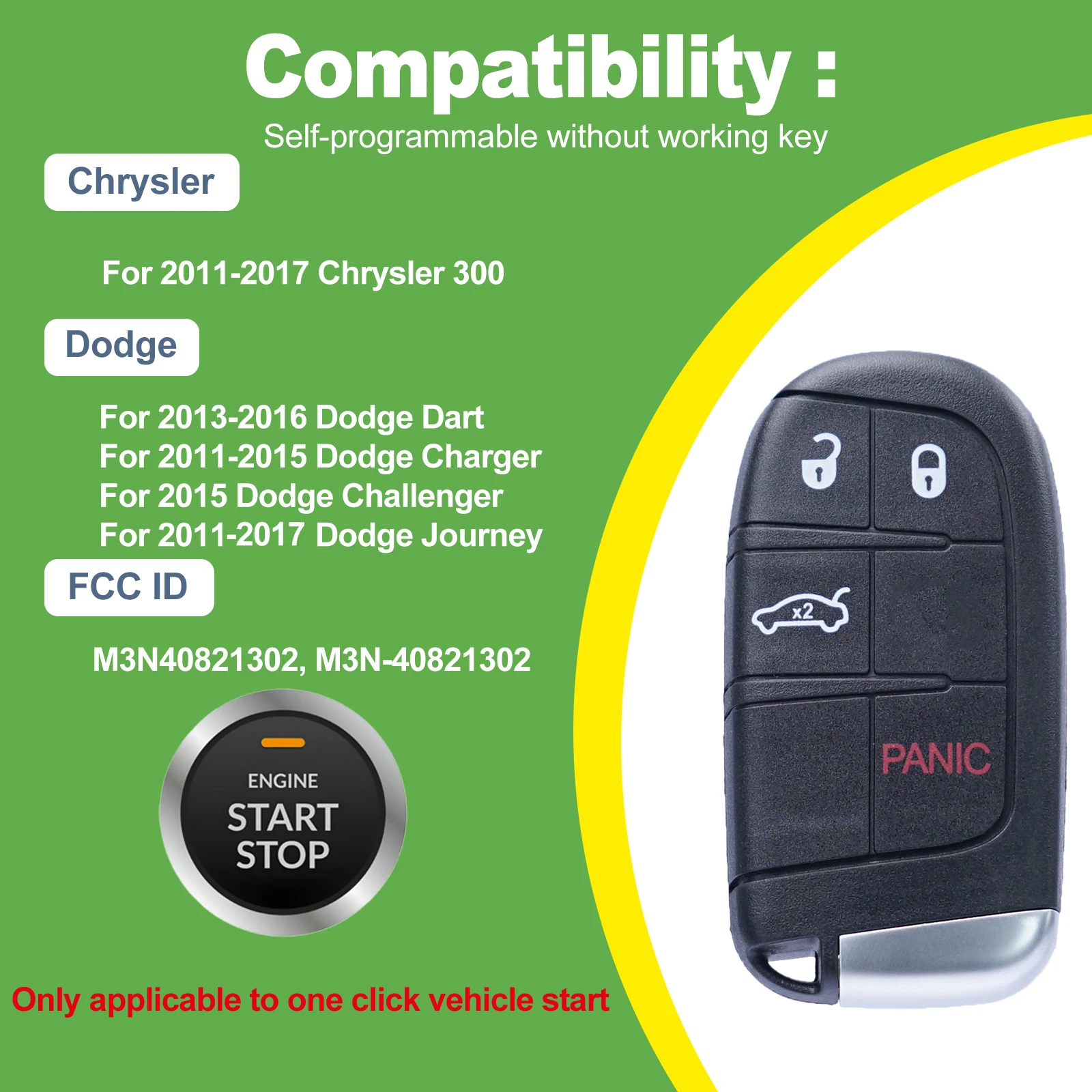 New Replacement Remote Key fob and Programmer tool For 2011-2015 Dodge Charger Journey Chrysler 300  M3N40821302 programming key