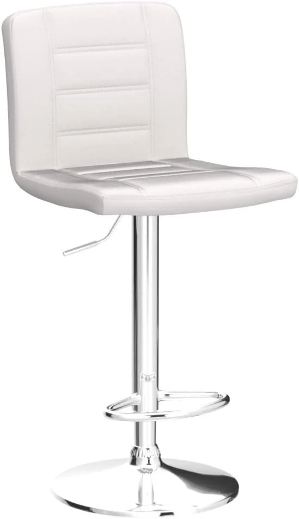 Leopard Bar Stools Set of 2, Modern Adjustable Bar Stool with Back, Straight Line Swivel Barstool (White)