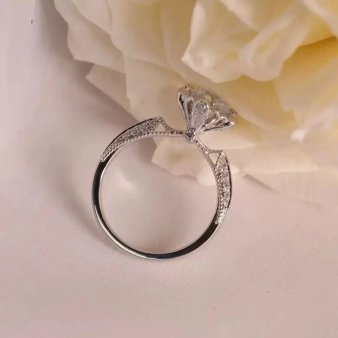 925 silver Mosan diamond ring female European and American luxury fashion Joker one carat wedding engagement diamond ring