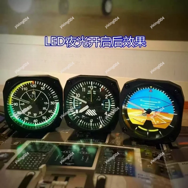 Aviation Cockpit Simulation Clock Aircraft Instrument Style Alarm Clock For Flight Simulator Decor & Aviation Enthusiasts