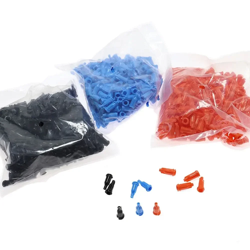 50pcs כיסוי בורג דיוק טיפים מחלק מזרק נוזל תקע מכסה ראש איטום