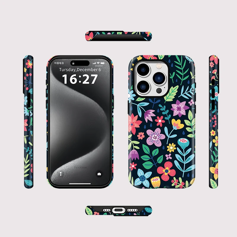 Fcicicase 2 in 1 Magnetic Case For iPhone 17 Air 16 15 14 13 12 11 Pro Max Wireless Charging Acrylic For Magsafe Flower Cover - view 2