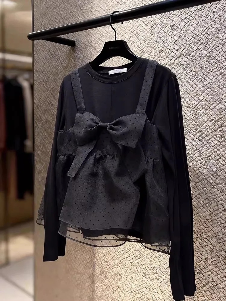 

Unique Design Casual Top Elegant Knot Long Sleeve Polyester Spring 2026 Women's Fashionable Shirt Leisure Wear