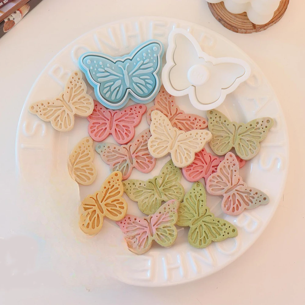 

Cartoon Butterfly Cookie Cutters Pressable Biscuit Mold DIY Kitchen Baking Pastry Bakeware