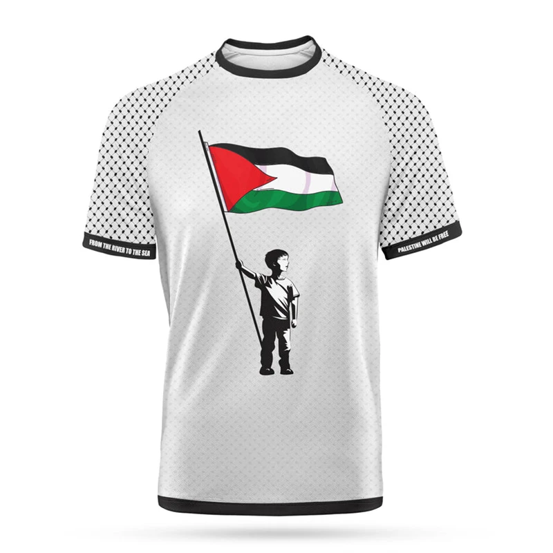 Fashion Palestine Flag Football T Shirts Summer Casual 3D Printed Mens Sports Jersey Loose O Neck Quick Dry Breathable Tees Tops image 5