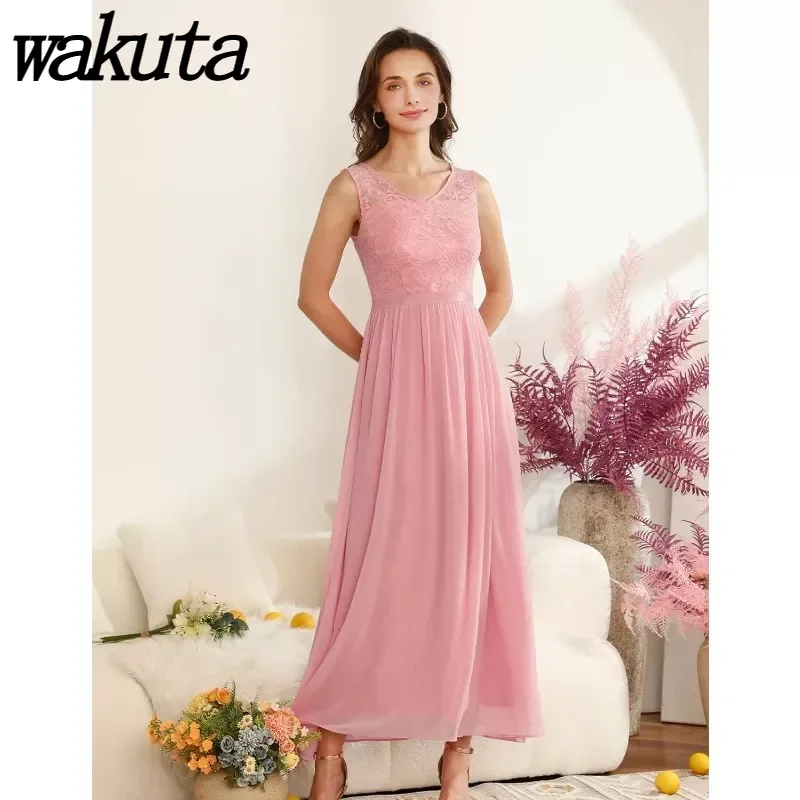 Wakuta Women\'s Formal Dress Modest Wedding Guest Bridesmaid Maxi Cocktail Party Prom Evening Gown 2024 Dress Mother of The Groom