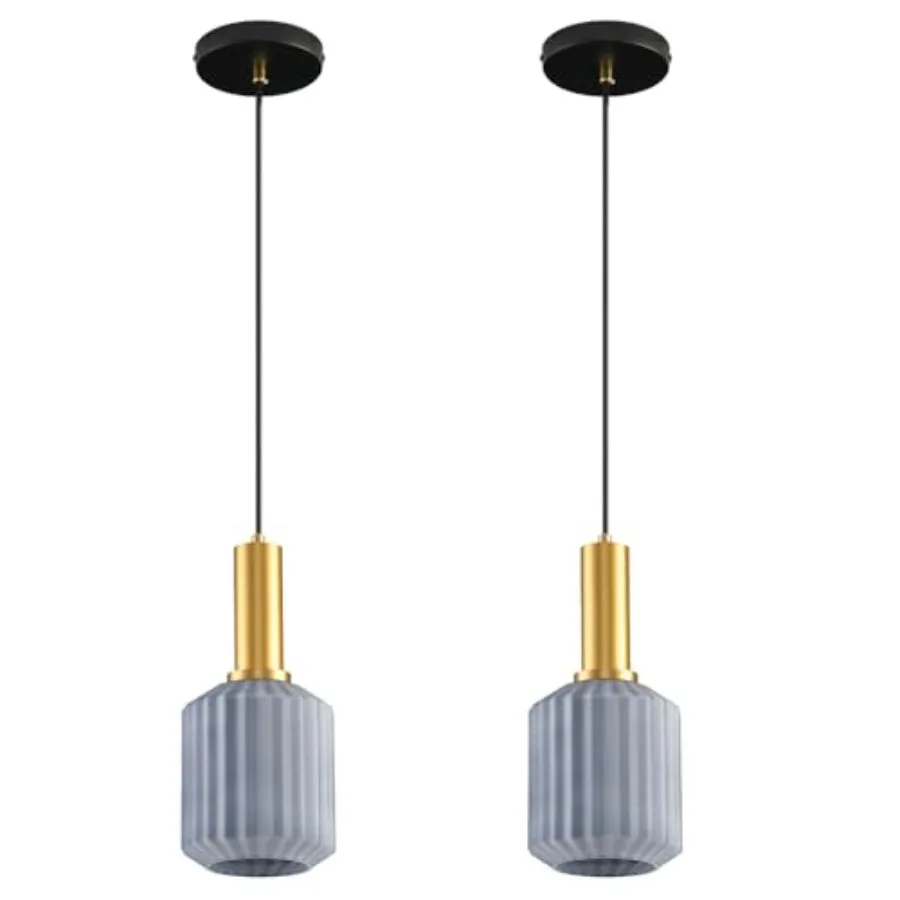 

2 Pack Mid Century Glass Pendant Light Fixture Brushed Gold Pendant Lights Kitchen Island Modern Globe Pendant Lighting Adjusta