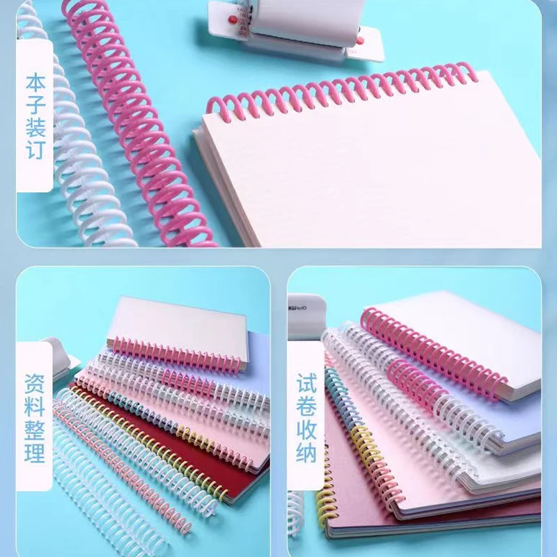 Imagem -05 - Plástico 30-hole Solta Folha Encadernação Anel Mola Espiral Encadernação a4 Faça Você Mesmo 160 Folhas de Papel Notebook Álbum de Papelaria Escritório Peças 22 mm