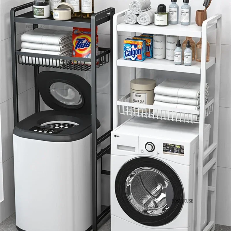 Nordic Household Laundry Storage Rack Toilet Roller Wave Wheel Washing Machine Rack Landing Above The Balcony Bathroom Holder