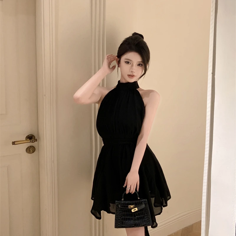 Sleeveless High Waist Ribbon Dress Women's Chiffon Dress