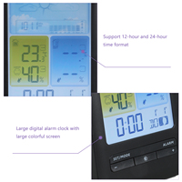 Colorful Wireless Indoor Outdoor Thermometer Humidity Monitor with Alarm Clock Backlight Large Display