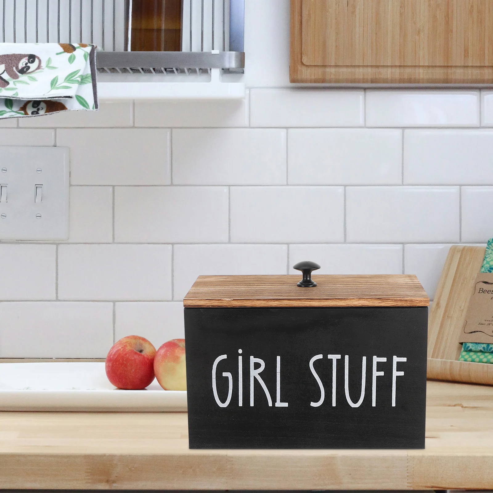 

Wood Storage Box Kitchen Countertop Organizer Garlic Container Holder Avocado Onion Snack Tea Napkin Candy Ginger Jar