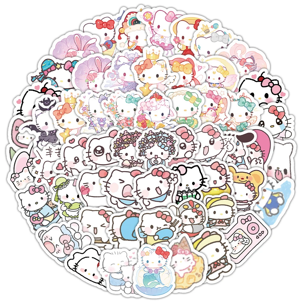 10/30/50/120pcs Hello Kitty Cartoon Graffiti Stickers Sanrio Anime Decals Toys Decorative Diary Guitar Laptop Kawaii Sticker Toy