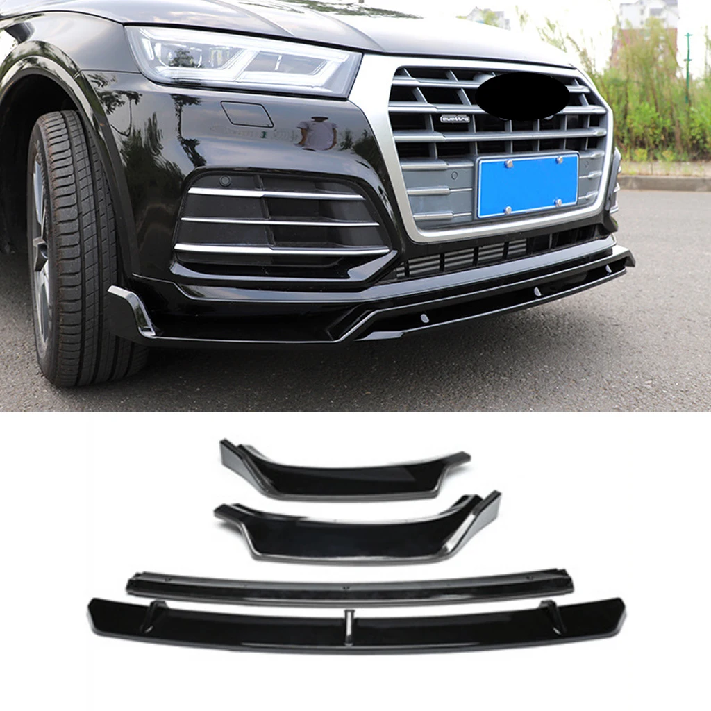 

Gloss black Car Front Bumper Lip Spoiler Diffuser Splitters Body Kit Aprons Cover Guard Trim For Audi Q5 Q5L 2018 2019 2020