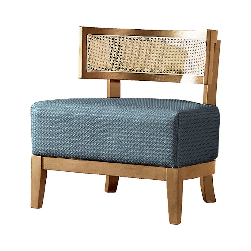 

Casual dining chair, Nordic real rattan solid wood sofa chair