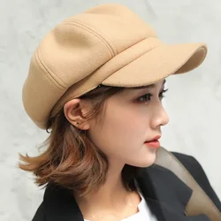 Autumn Winter Hats for Women Solid Plain Octagonal Newsboy Cap Men Ladies Casual Wool Hat Winter Beret Women Painter Cap