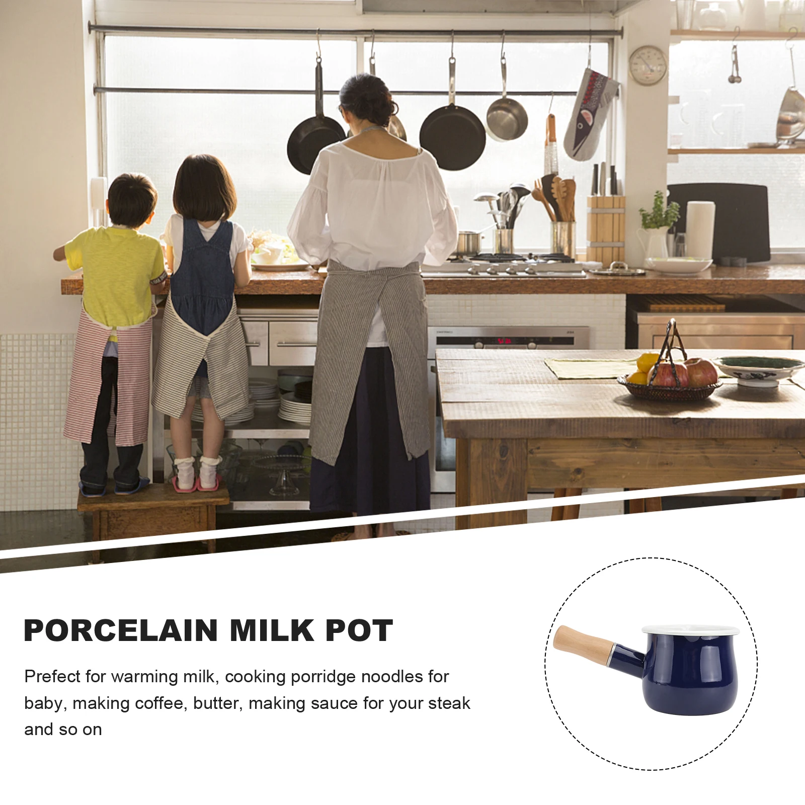 

Enamel Milk Pan Sauce Butter Coffee Warmer Mini Kitchen Cooking Small Milk Pot Creamer Porcelain Saucepan Stew Pot