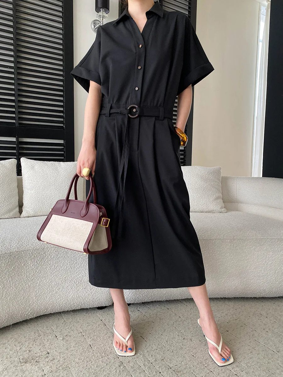 Frühlings- und Sommerkleid für Damen, lässig, einfarbig, bequem, tailliert, figurbetont. – Detail 11