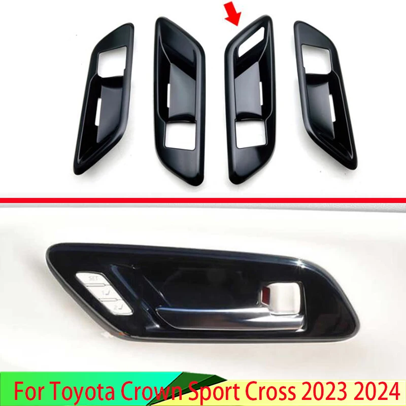 

For Toyota Crown Sport Cross 2023 2024 Car Accessories ABS Inner Door Handle Cover Catch Bowl Trim Insert Bezel Frame Garnish