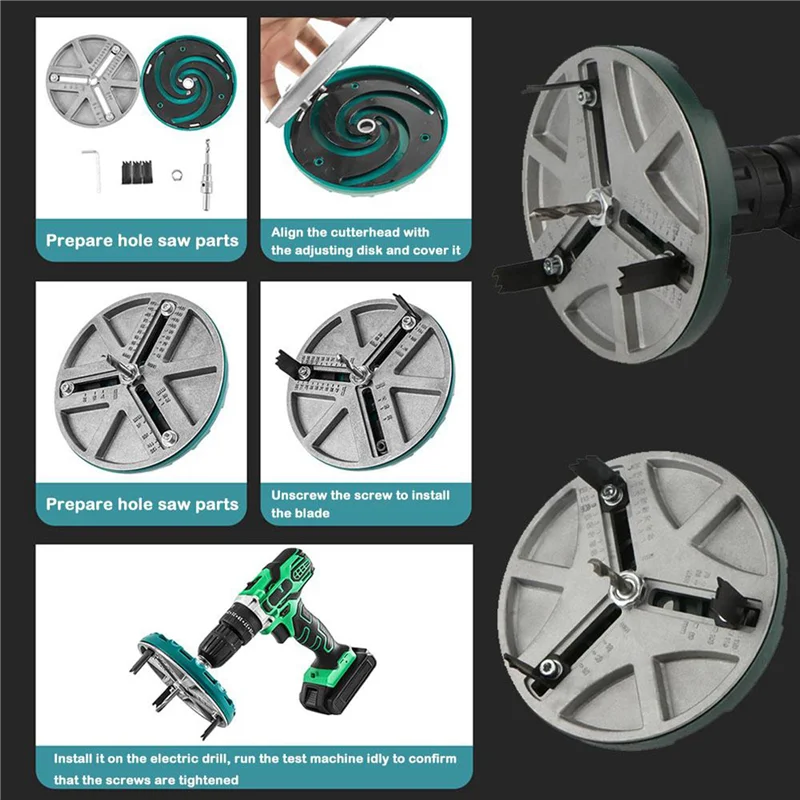 

Adjustable Hole Saw Diameter 45Mm-130Mm Woodworking Hole Opener Cutting Tools For Gypsum Board Cork Board-ABGL