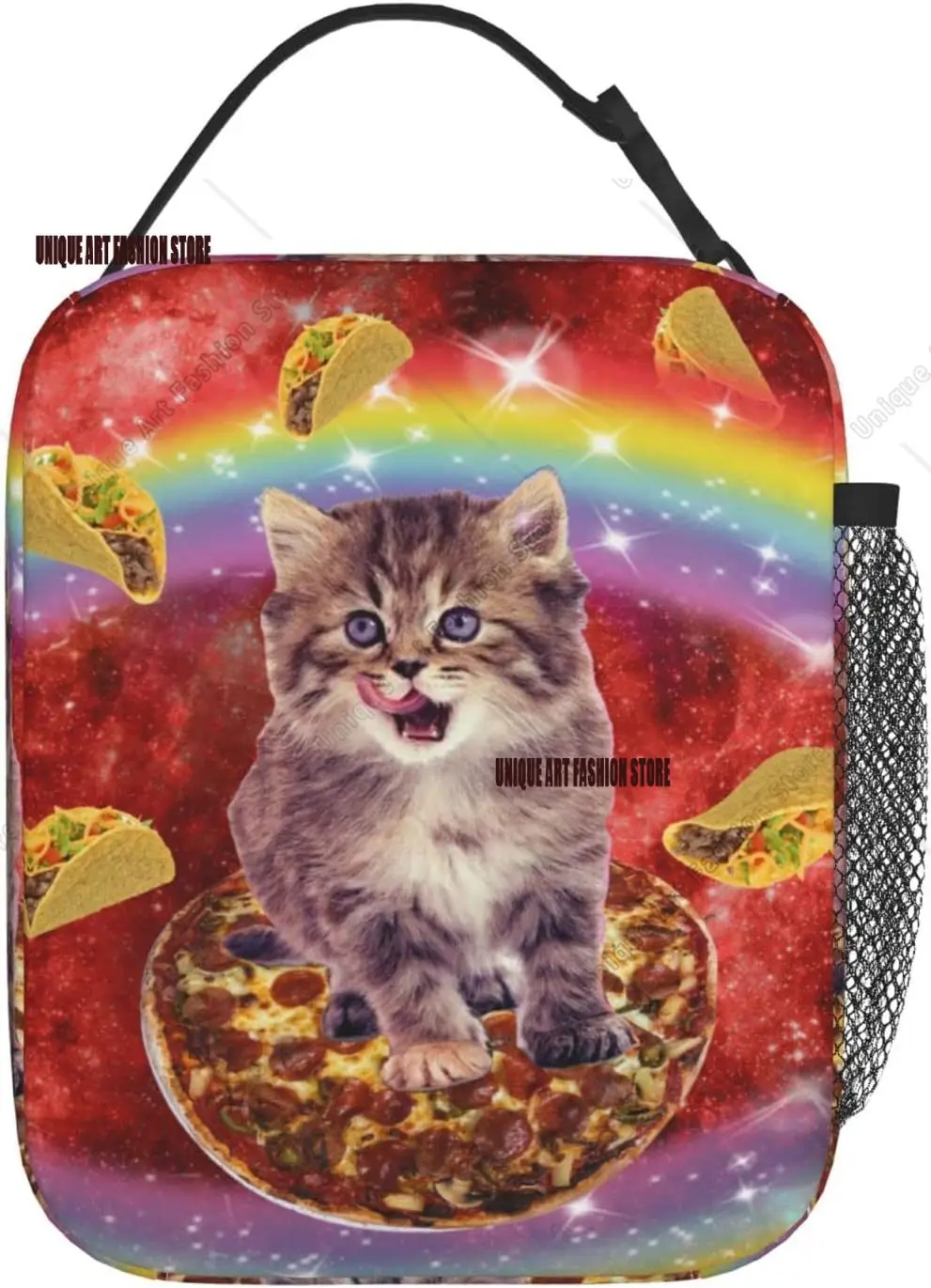 

Pizza Cat Red Galaxy Taco Insulated Lunch Box For Women Man Portable Lunch Bag Reusable Cooler Tote For Office Work Travel