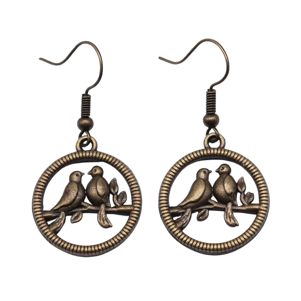Fashion Handmade Simple Design Antique Bronze Color Birds Pendant Earrings Women Vintage Drop Earrings