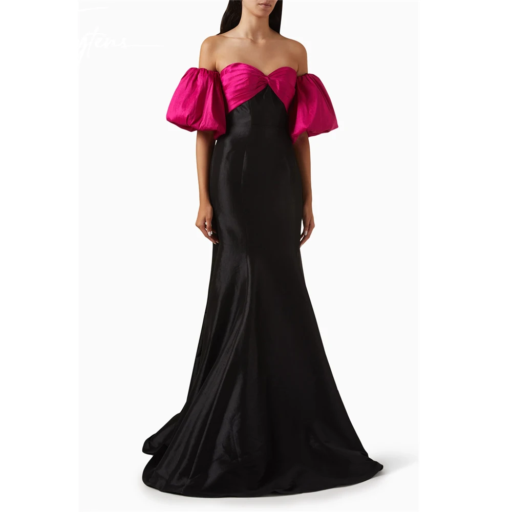 

Pink/Black Mermaid Long Evening Dresses Saudi Arabic Women Formal Party Dress Prom Gowns Lace Up Back Pageant Robe De Soirée