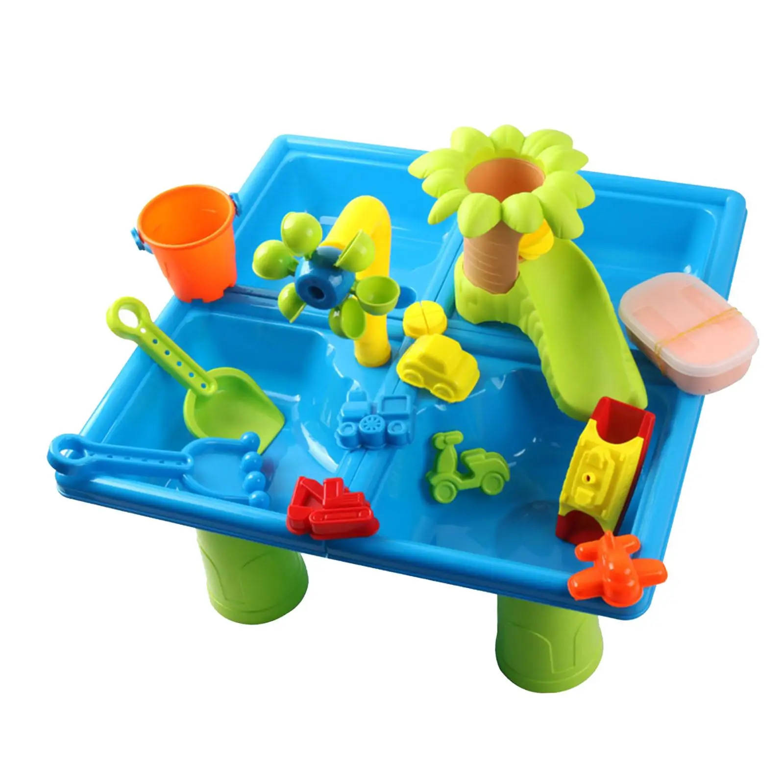 24Pcs Kids Sand and Water Table Outdoor Beach Toy Set Kids Children Gift Sensory Play Table for Summer Outside Beach Backyard