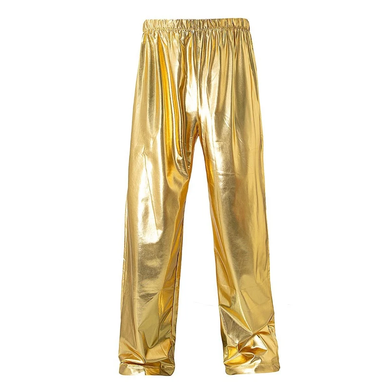 2024 N Metal Shiny Stage Performance Party Casual  Pants Men , Gold/Silver Multi Color Handsome Personality Fashion Sports Pants