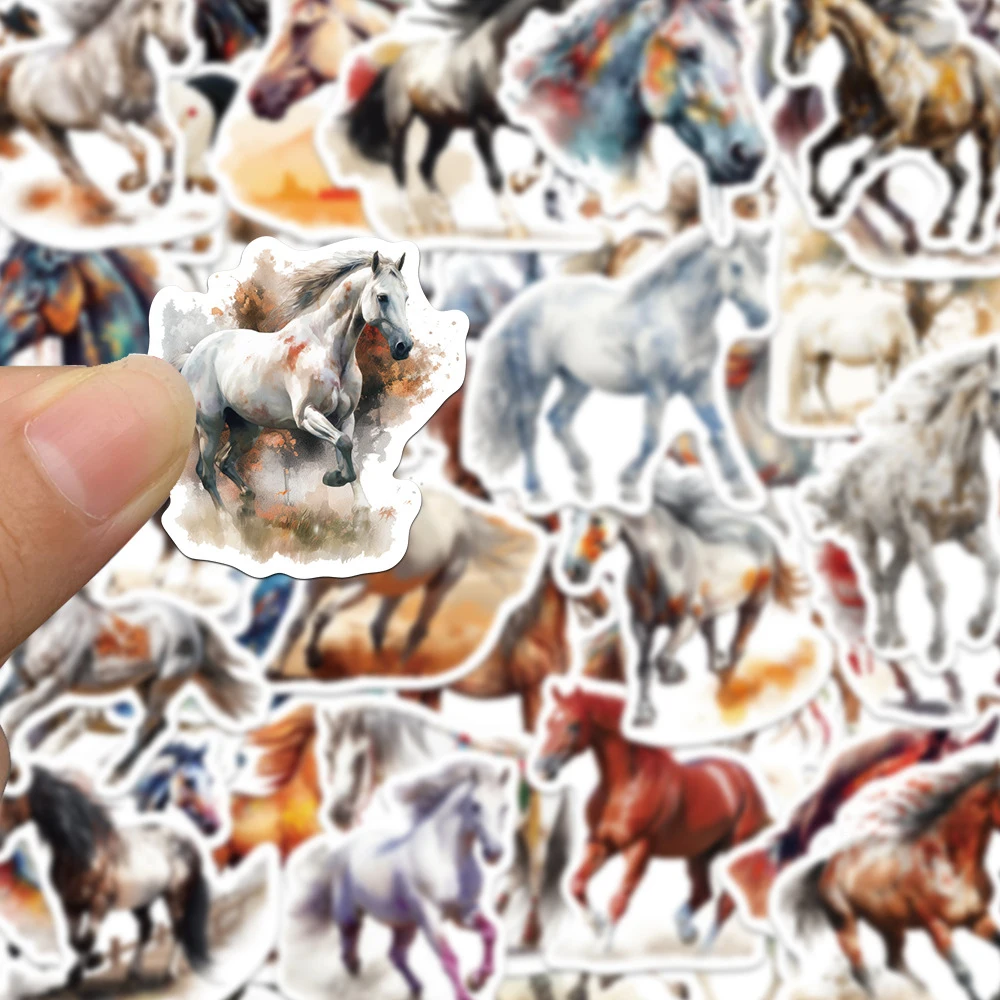 10/30/60pcs Cartoon Animal Horse Equestrianism Graffiti Stickers Decal Laptop Skateboard Motorcycle Phone Car Waterproof Sticker