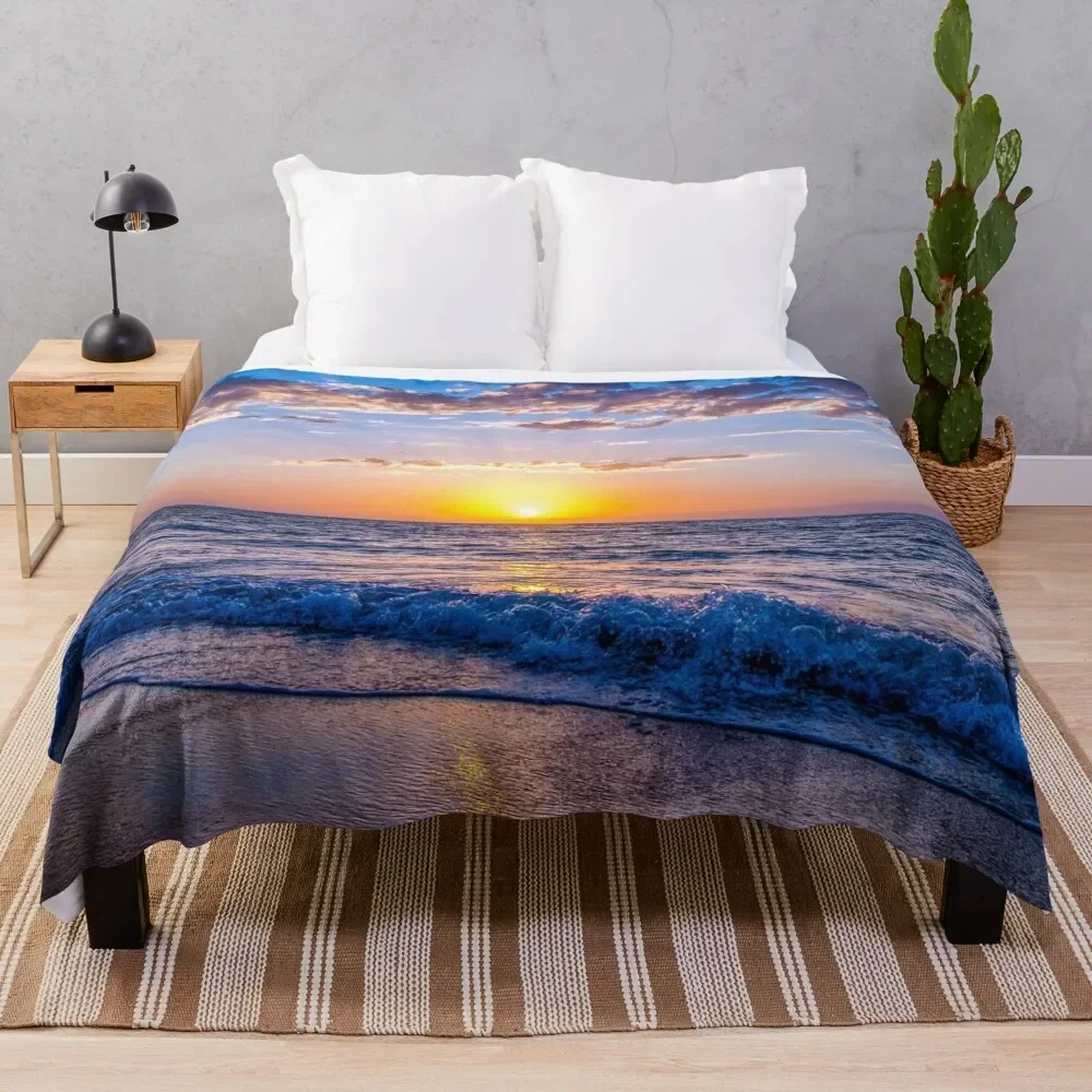 Beautiful Sunset Scene by the beach Throw Blanket Sofa Quilt bed plaid Luxury Throw Blankets