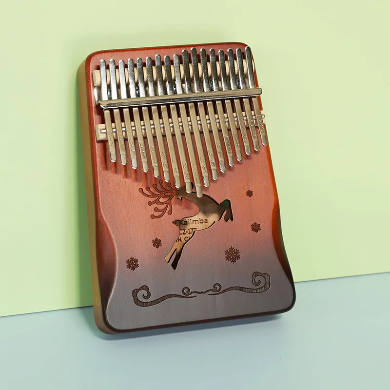 Kalimba de mogno com 21 teclas, piano portátil de 17 teclas para iniciantes, presentes mbira para adultos/crianças
