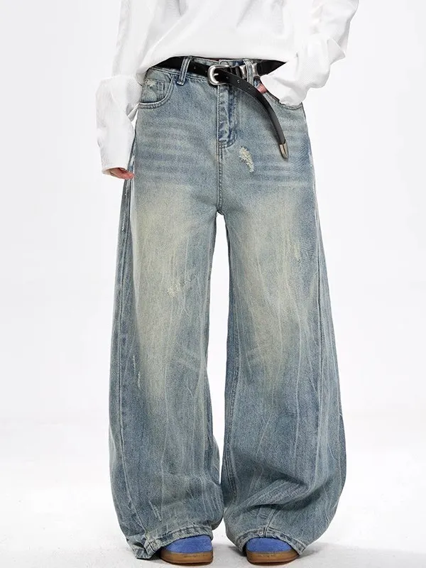 

Ретро-джинсы в американском стиле, свободные, прямые, стройнящие, в пол, уличные, для мужчин и женщин