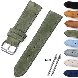 Soft Leather Strap 18mm 19mm 20mm 22mm 24mm Watch Band Vintage Suede Wristband Quick Release Bracelet Universal Replacement Belt