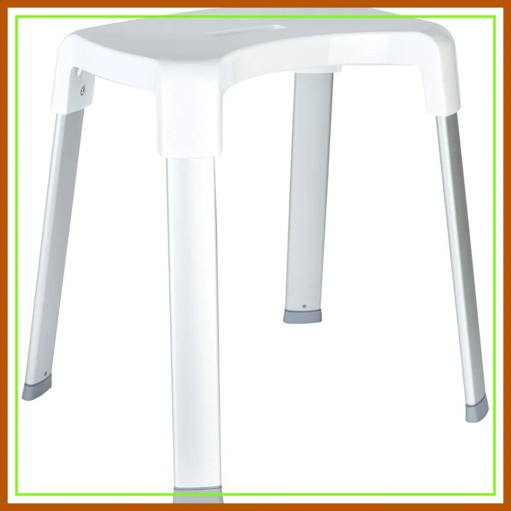 

Non-Slip Shower Stool with Aluminum Legs, Rustproof Waterproof Bench for Shaving Legs & Sitting, White
