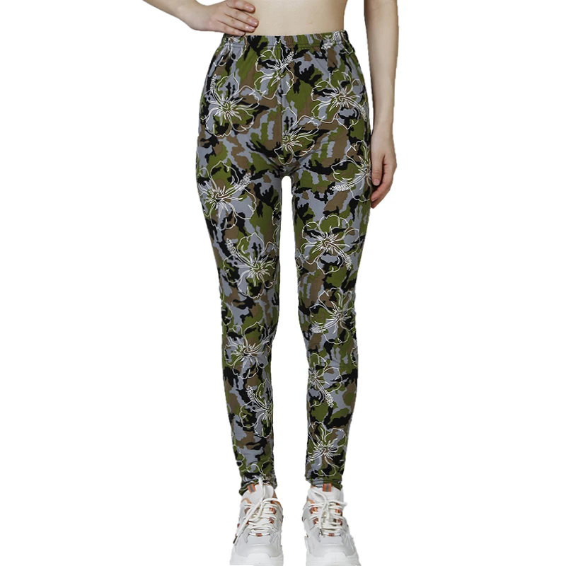 PD106 Camouflage Floral Printed Leggings for WOMEN\'S Outdoor Sports Cropped Pants