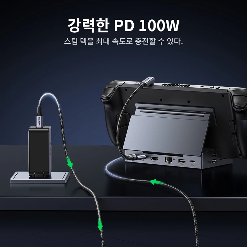 UGREEN 스팀 데크 도크, RJ45, PD100W, USB C 허브, 스팀 데크, RO... - 4
