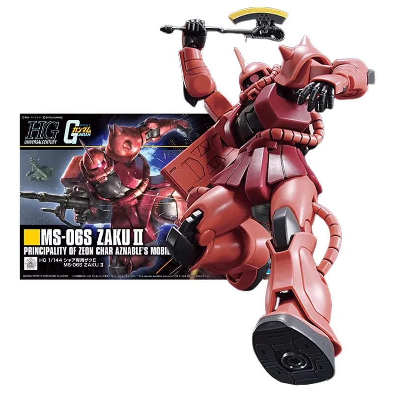 

Оригинальные фигурки Bandai, набор моделей Gundam, Аниме фигурки HGUC 1/144 MS-06S Zaku II 40th Gunpla, коллекционная экшн-фигурка, модели игрушек