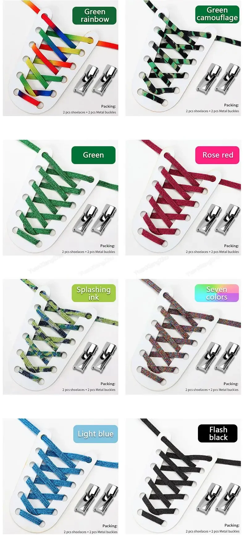 Krawattenlose Schnürsenkel für Sneaker, luxuriöse Diamant-Kreuzverschluss-Schnürsenkel, Regenbogenfarbene, elastische, flache Schnürsenkel ohne Krawatten, Schnürsenkel für Schuhe. – Detail 9