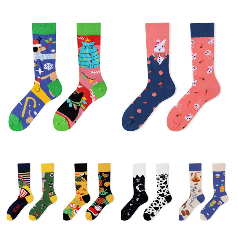 Pure Cotton Cartoon Women\'s AB Socks High Quality Tide Couple Midium Tube Sock Female Daily CuteSocks Women\'s Street Socks