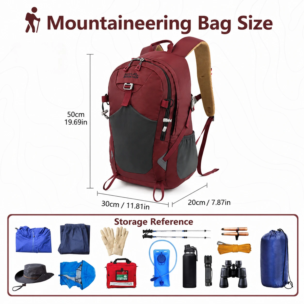 30L Hiking Backpack Multi Pocket Outdoor Travel Daypack with Adjustable Shoulder Straps for Commuting Men and Women