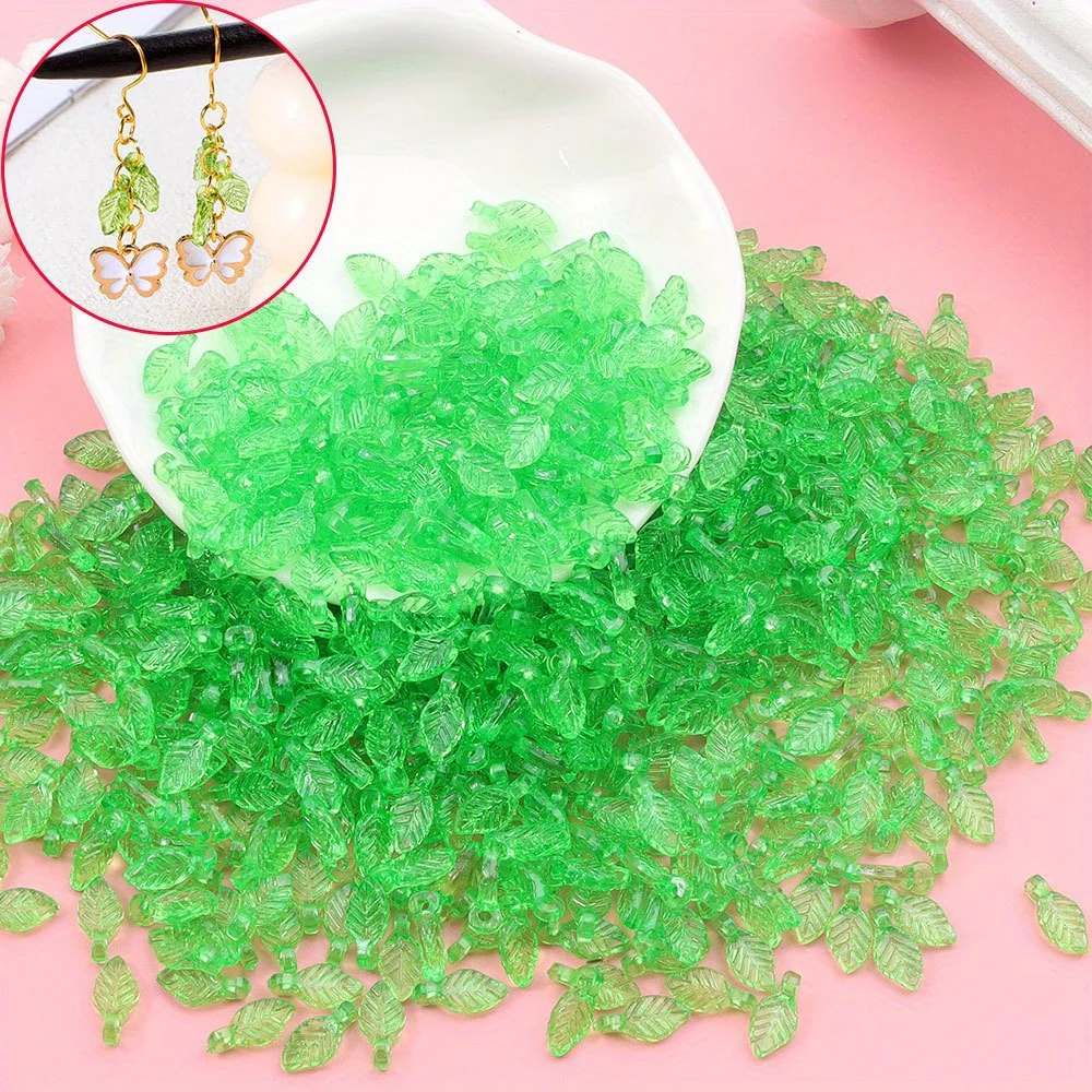 

22/44/88 шт. зеленые акриловые декоративные бусины в виде листьев, цепочки на щиколотке «сделай сам», серьги, ожерелья, подарок для пляжного отдыха, аксессуары для украшения