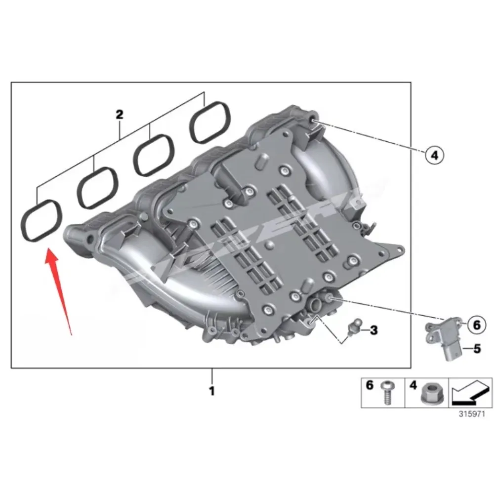 11612297462 China Brand New Genuine Figzero 4pcs Inlet Manifold Gasket For BMW 4 5 Series F18 F10 F25 420 428 520 525 528