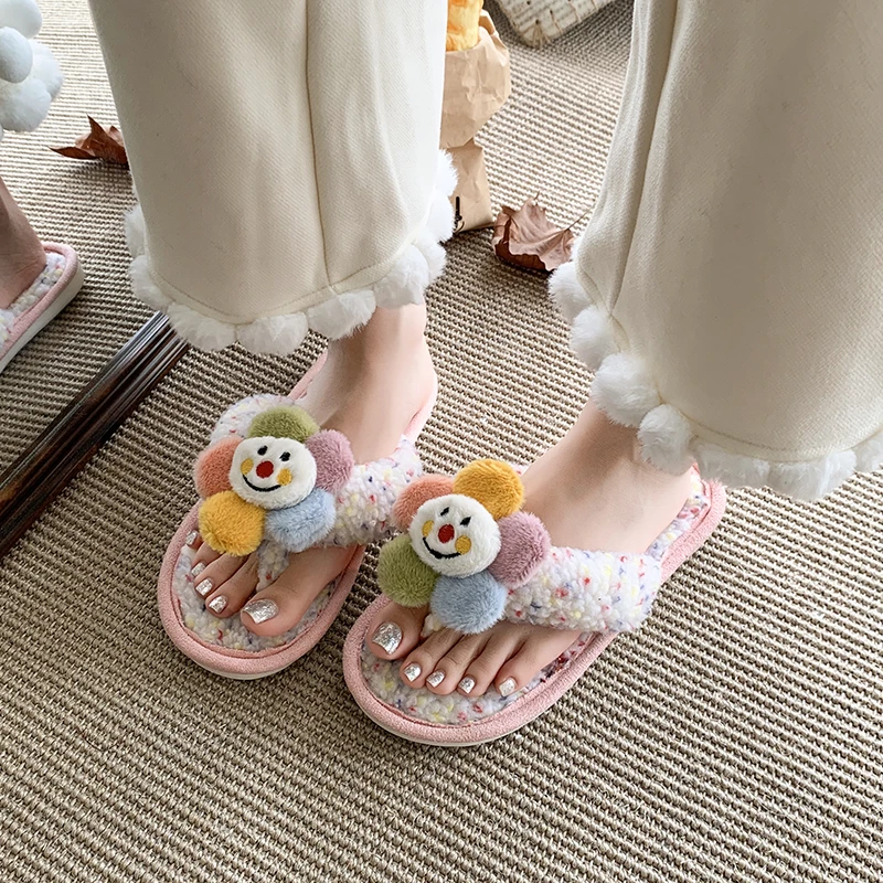 

Новинка 2023 года, женские плюшевые пушистые шлепанцы, милые мягкие удобные нескользящие домашние туфли, зима, весна-осень